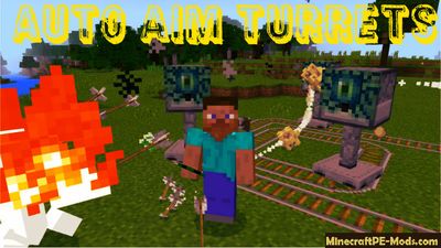 Auto Aim Turrets MCPE Addon / Mod